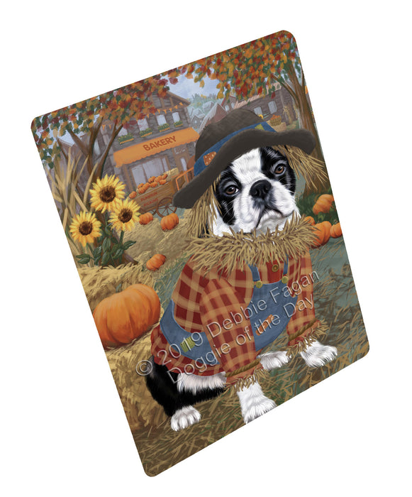 Halloween 'Round Town And Fall Pumpkin Scarecrow Both Boston Terrier Dogs Large Refrigerator / Dishwasher Magnet RMAG104670
