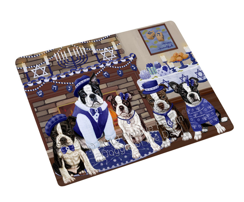 Happy Hanukkah Family and Happy Hanukkah Both Boston Terrier Dogs Cutting Board C77602