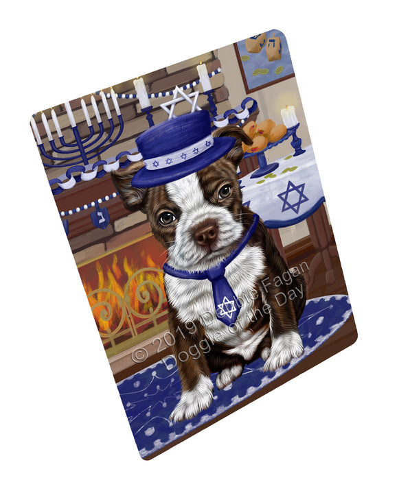 Happy Hanukkah Family and Happy Hanukkah Both Boston Terrier Dog Large Refrigerator / Dishwasher Magnet RMAG105036