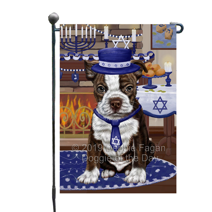 Happy Hanukkah Family and Happy Hanukkah Both Boston Terrier Dog Garden Flag GFLG65701