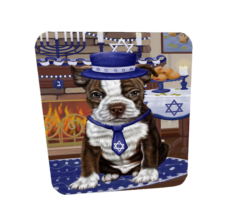 Happy Hanukkah Family Border Collie Dogs Coasters Set of 4 CSTA57612
