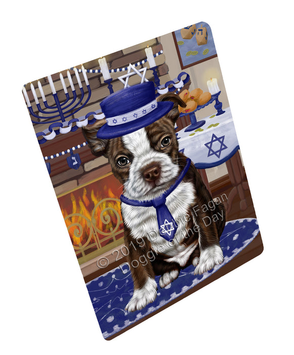 Happy Hanukkah Family and Happy Hanukkah Both Boston Terrier Dog Magnet MAG77434 (Small 5.5" x 4.25")