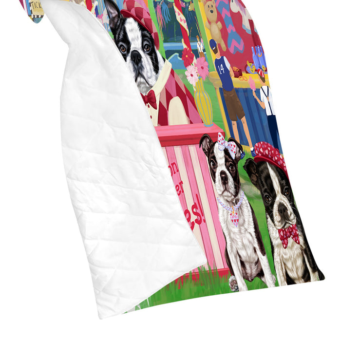 Carnival Kissing Booth Boston Terrier Dogs Quilt