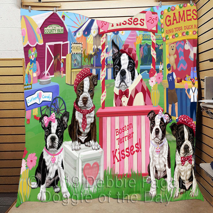 Carnival Kissing Booth Boston Terrier Dogs Quilt