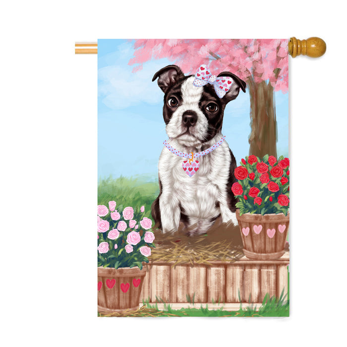Personalized Rosie 25 Cent Kisses Boston Terrier Dog Custom House Flag FLG64811