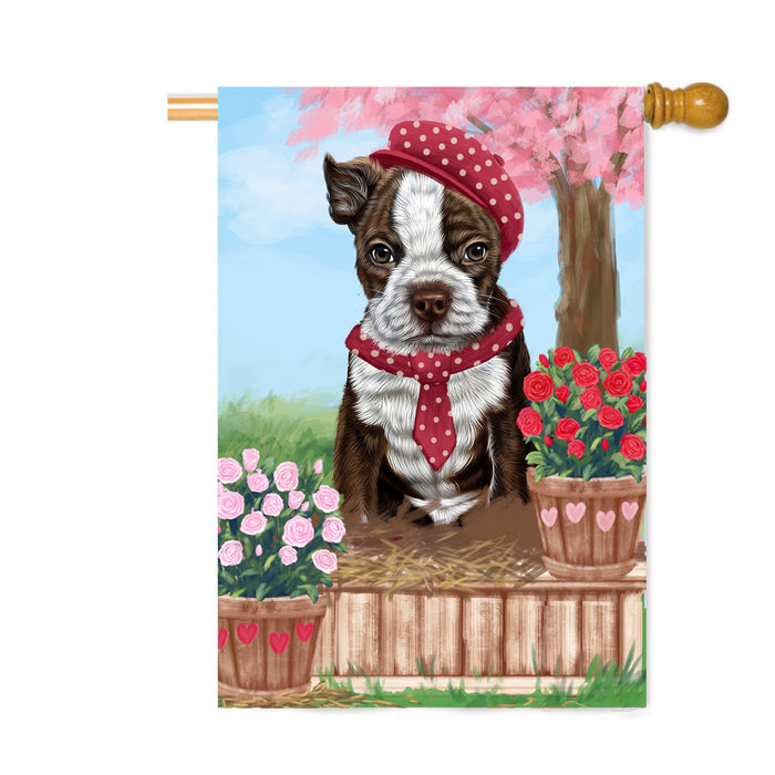 Personalized Rosie 25 Cent Kisses Boston Terrier Dog Custom House Flag FLG64812