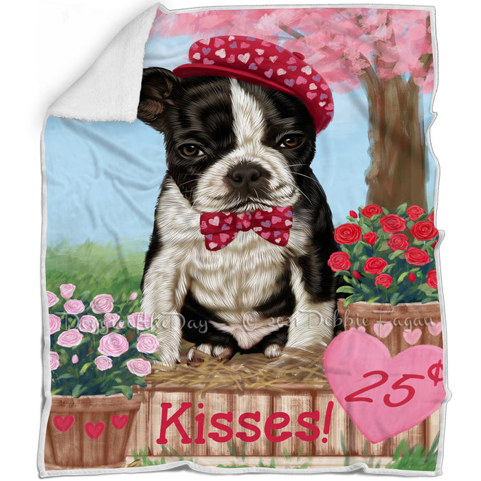 Rosie 25 Cent Kisses Boston Terrier Dog Blanket BLNKT122943