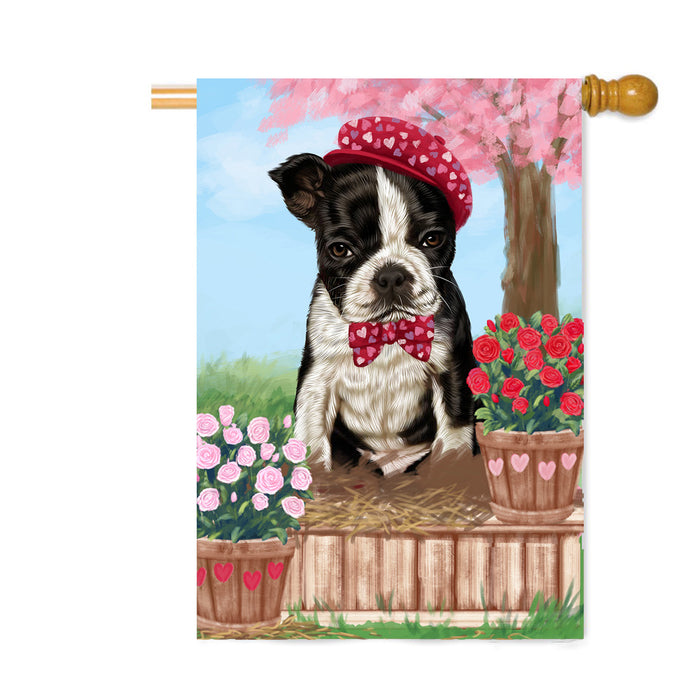 Personalized Rosie 25 Cent Kisses Boston Terrier Dog Custom House Flag FLG64813