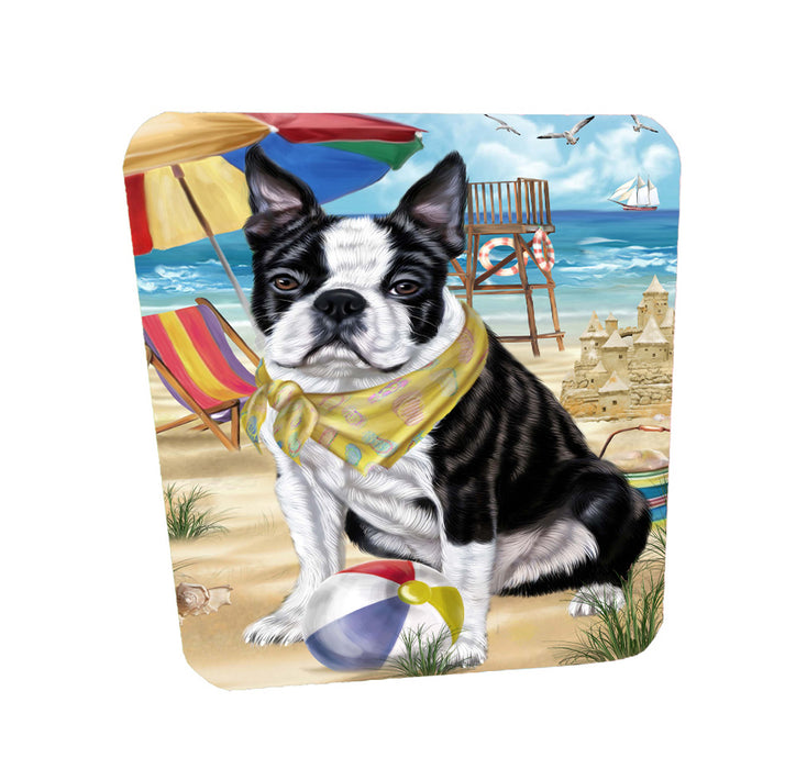 Pet Friendly Beach Boston Terrier Dog Coasters Set of 4 CSTA58128