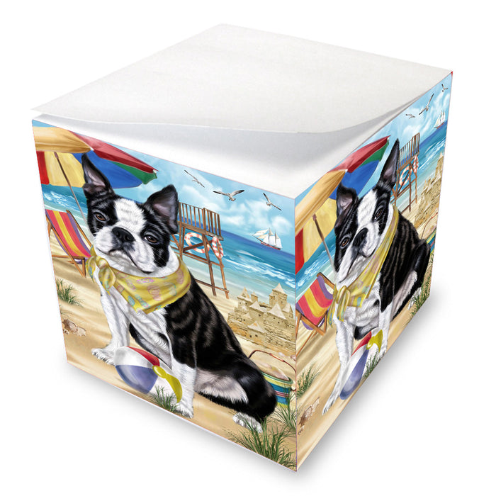 Pet Friendly Beach Boston Terrier Dog Note Cube NOC-DOTD-A57169