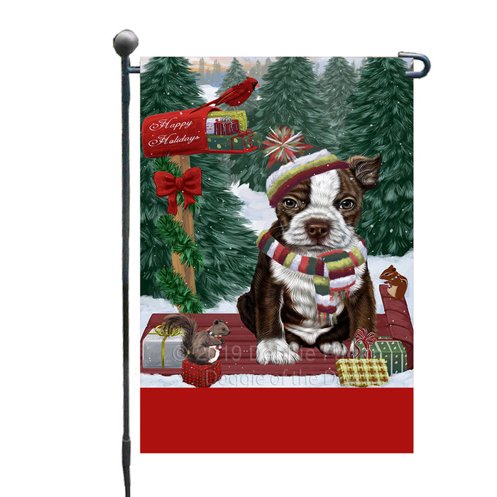 Personalized Merry Christmas Woodland Sled  Boston Terrier Dog Custom Garden Flags GFLG-DOTD-A61523