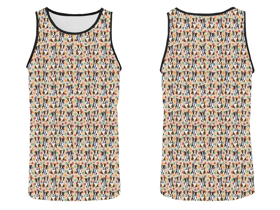 Rainbow Paw Print Boston Terrier Dogs Blue All Over Print   Men's Tank Top