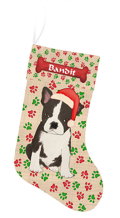 Pet Name Personalized Christmas Paw Print Border Collie Dogs Stocking
