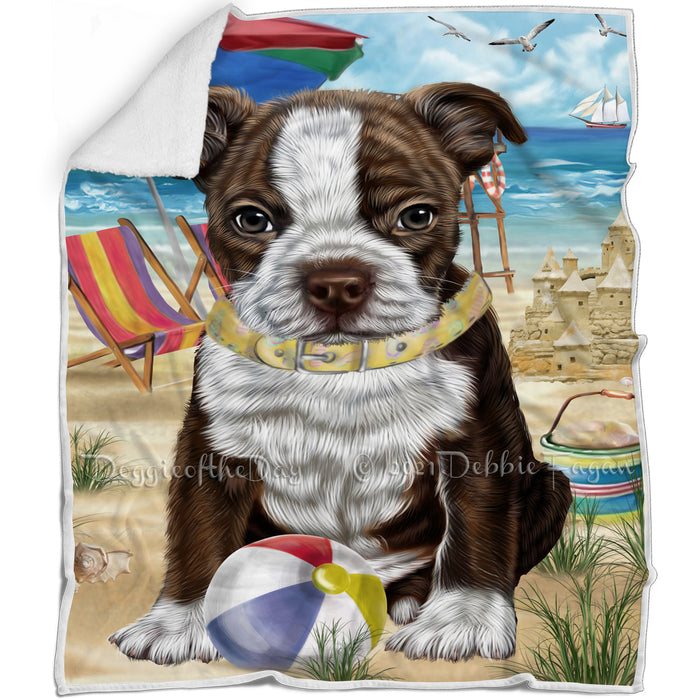 Pet Friendly Beach Boston Terrier Dog Blanket BLNKT142475