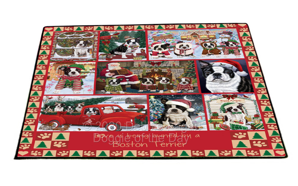 Love is Being Owned Christmas Boston Terrier Dogs Floormat FLMS54799