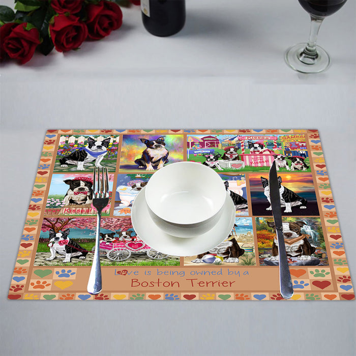 Love is Being Owned Boston Terrier Dog Beige Placemat