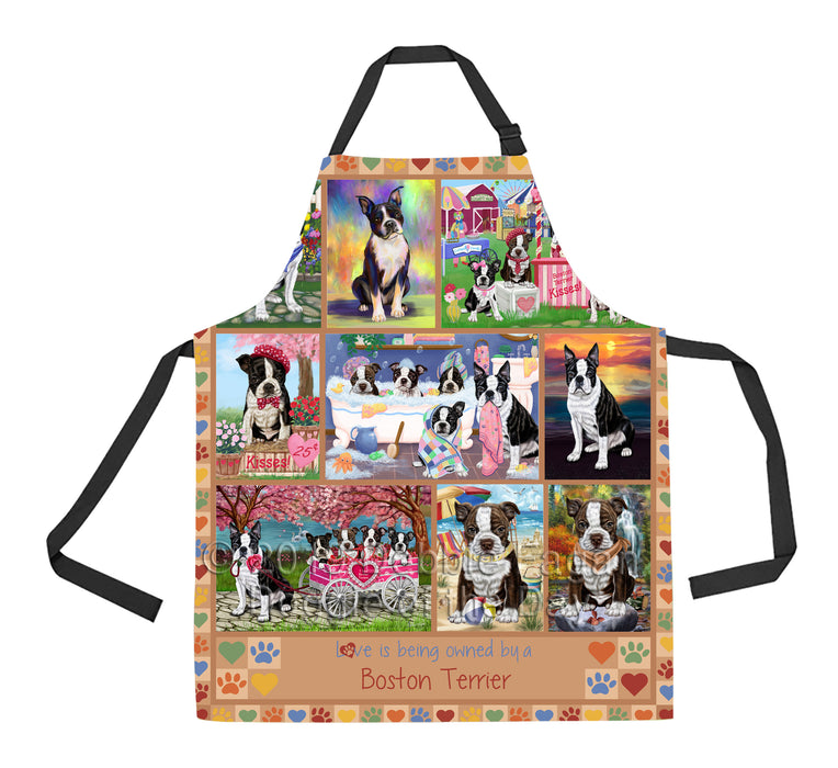 Love is Being Owned Boston Terrier Dog Beige Apron