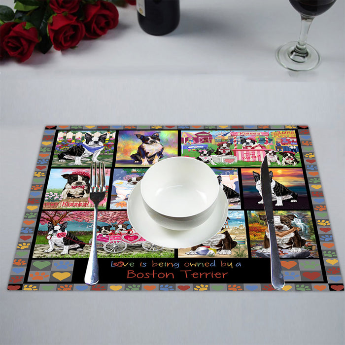 Love is Being Owned Boston Terrier Dog Grey Placemat