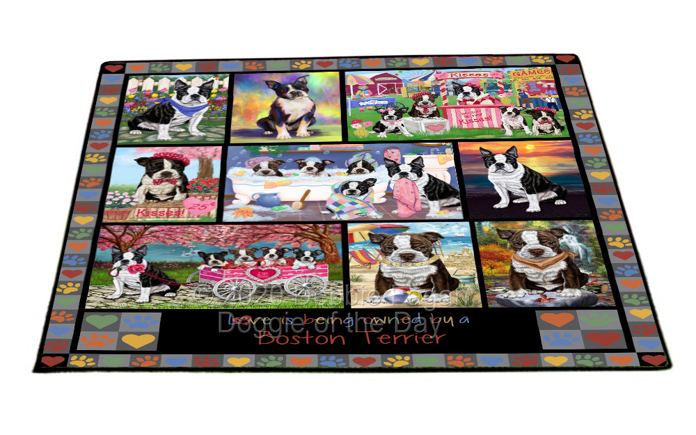 Love is Being Owned Boston Terrier Dog Grey Floormat FLMS55273