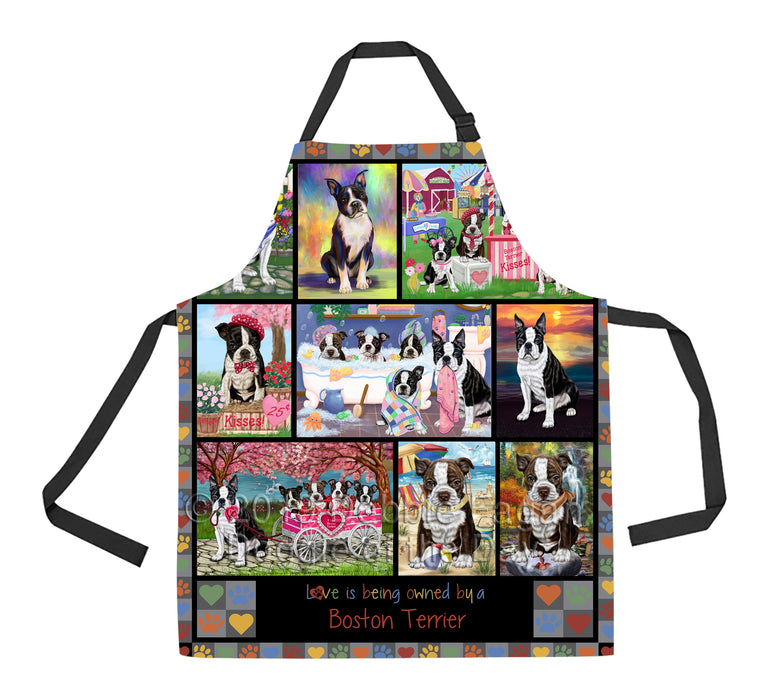 Love is Being Owned Boston Terrier Dog Grey Apron