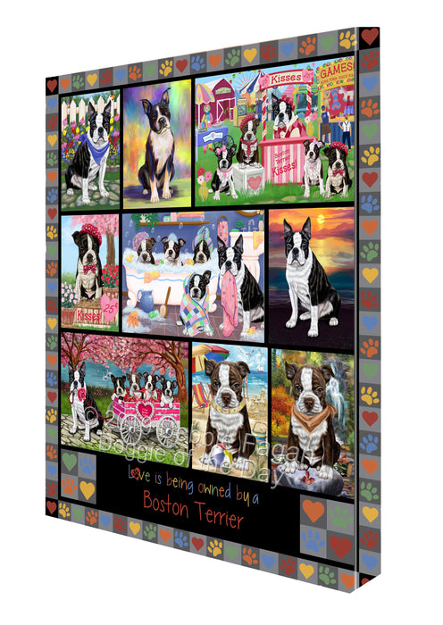 Love is Being Owned Boston Terrier Dog Grey Canvas Print Wall Art Décor CVS137753