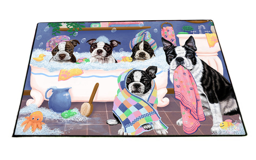 Rub A Dub Dogs In A Tub Boston Terriers Dog Floormat FLMS53496