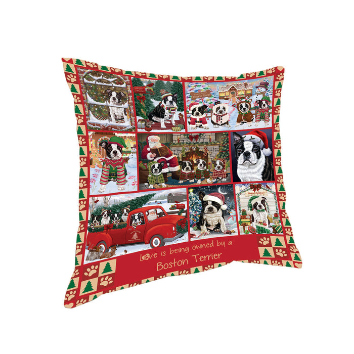 Love is Being Owned Christmas Boston Terrier Dogs Pillow PIL85688