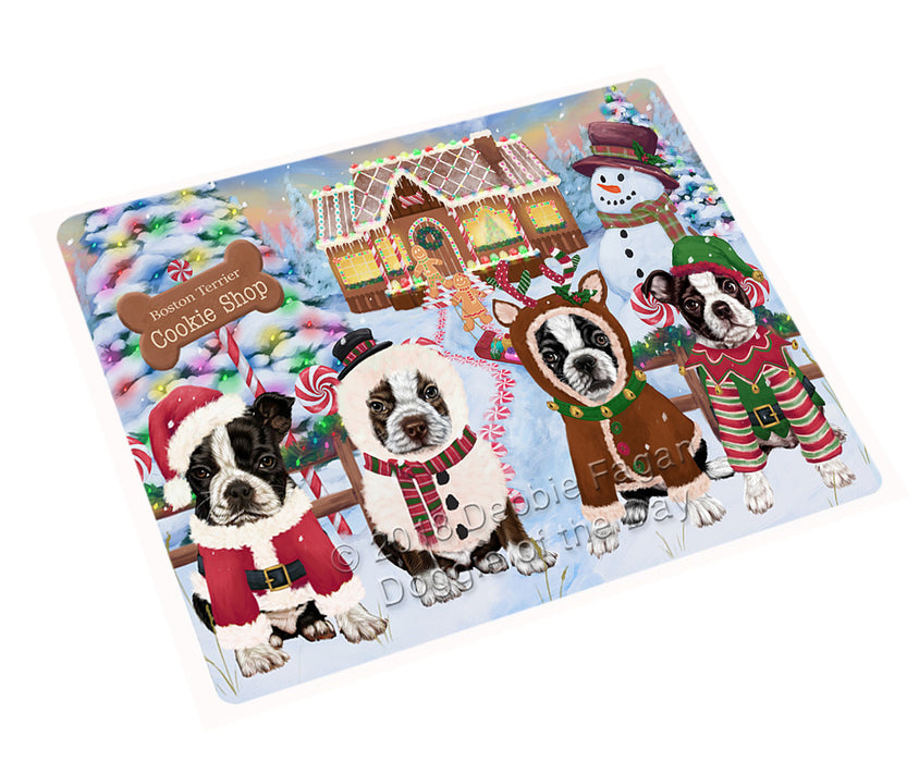 Holiday Gingerbread Cookie Shop Boston Terriers Dog Cutting Board C74286