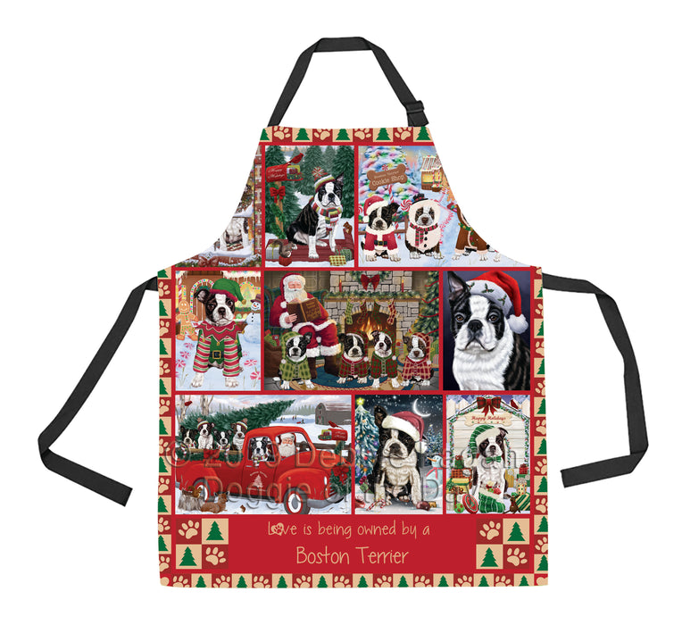 Love is Being Owned Christmas Boston Terrier Dogs Apron