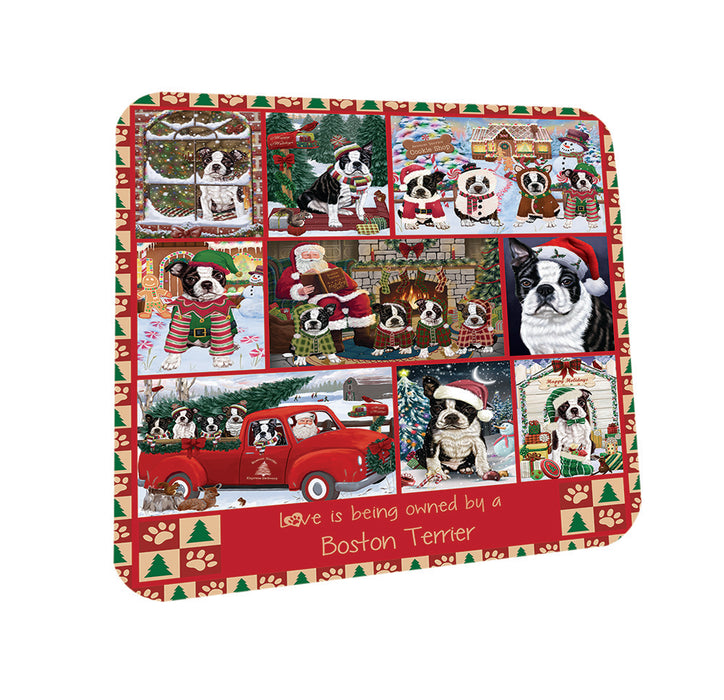 Love is Being Owned Christmas Boston Terrier Dogs Coasters Set of 4 CST57165