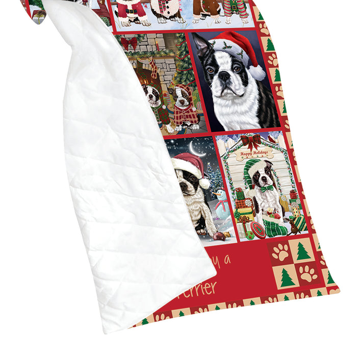 Love is Being Owned Christmas Boston Terrier Dogs Quilt