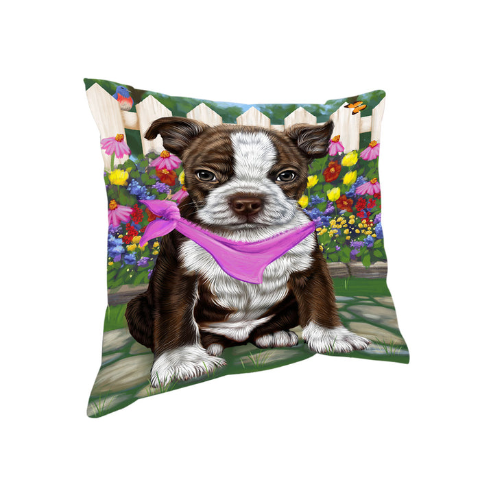 Spring Floral Boston Terrier Dog Pillow PIL55072
