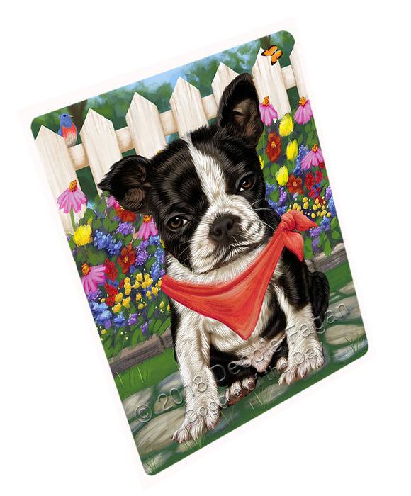 Spring Floral Boston Terrier Dog Tempered Cutting Board C53280