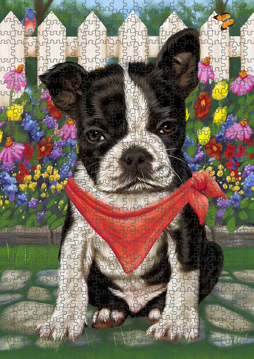 Spring Dog House Boston Terriers Dog Puzzle with Photo Tin PUZL53121