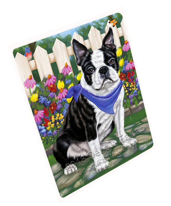 Spring Dog House Boston Terriers Dog Tempered Cutting Board C53283