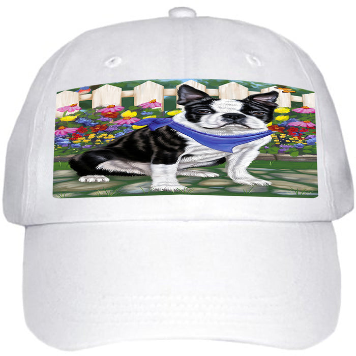 Spring Floral Boston Terrier Dog Ball Hat Cap HAT53151