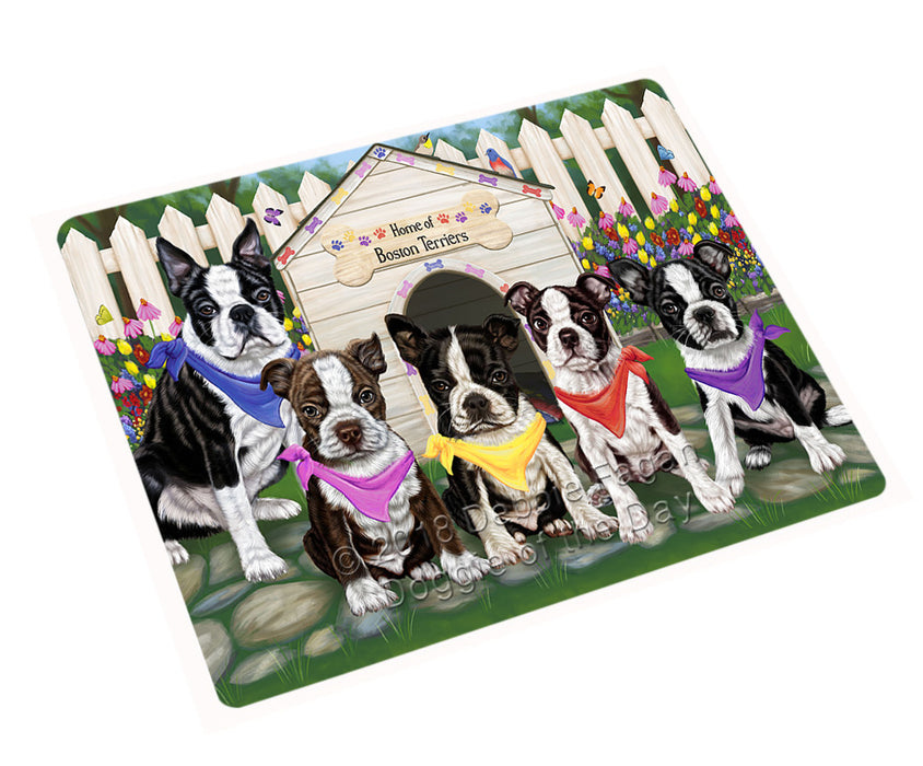 Spring Floral Boston Terrier Dog Tempered Cutting Board C53286