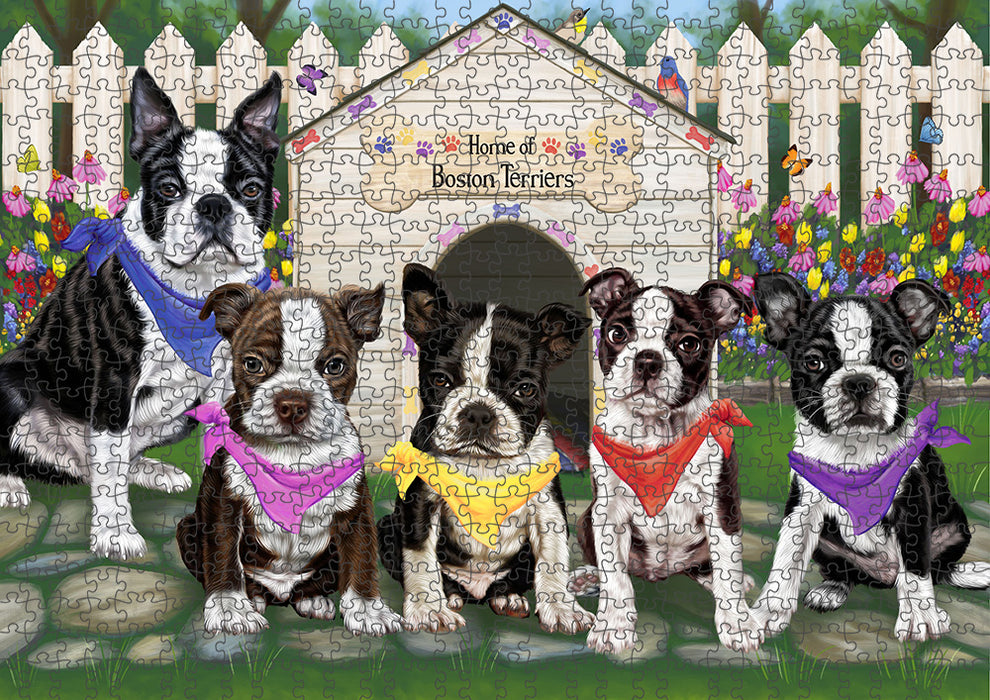 Spring Floral Boston Terrier Dog Puzzle with Photo Tin PUZL53127