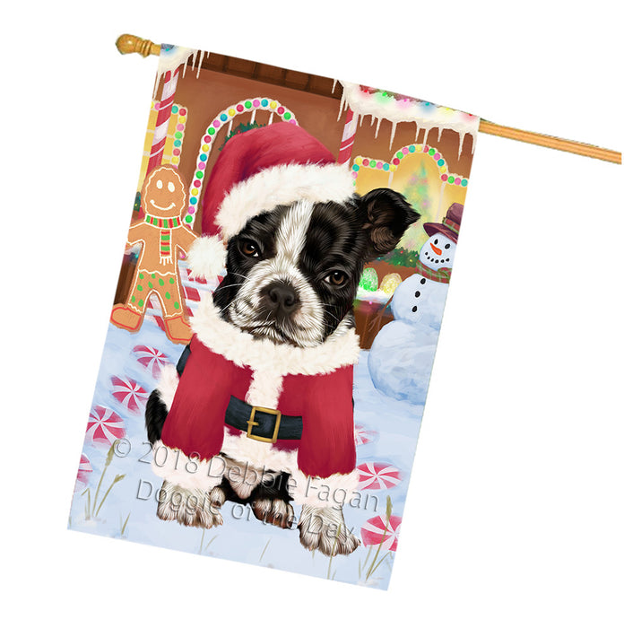 Christmas Gingerbread House Candyfest Boston Terrier Dog House Flag FLG56890