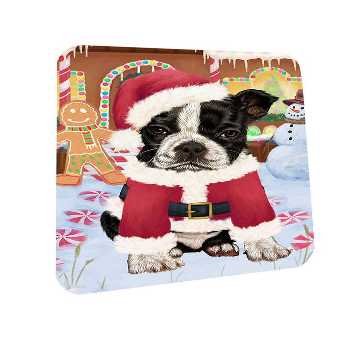 Christmas Gingerbread House Candyfest Boston Terrier Dog Coasters Set of 4 CST56164