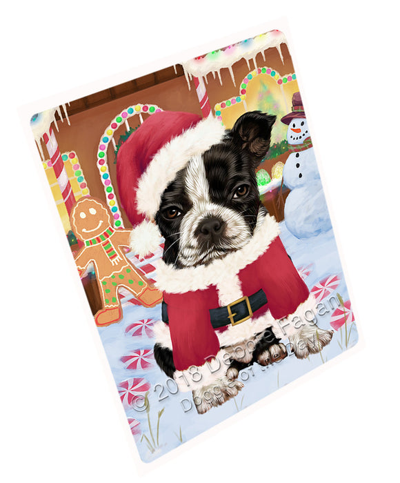 Christmas Gingerbread House Candyfest Boston Terrier Dog Magnet MAG73757 (Small 5.5" x 4.25")
