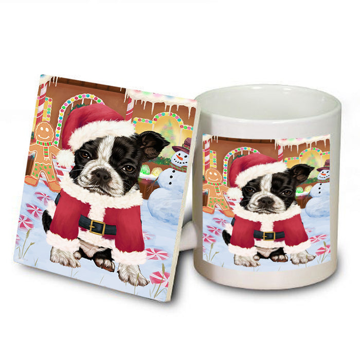 Christmas Gingerbread House Candyfest Boston Terrier Dog Mug and Coaster Set MUC56198