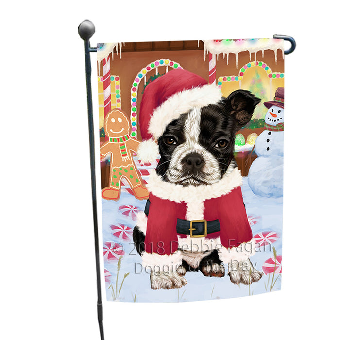Christmas Gingerbread House Candyfest Boston Terrier Dog Garden Flag GFLG56754