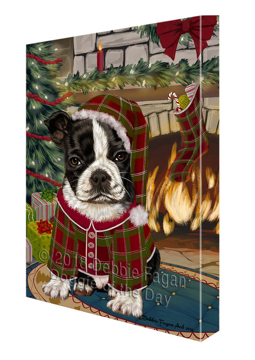The Stocking was Hung Boston Terrier Dog Canvas Print Wall Art Décor CVS117053