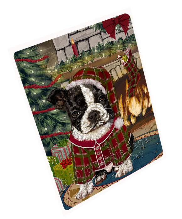 The Stocking was Hung Boston Terrier Dog Magnet MAG70845 (Small 5.5" x 4.25")