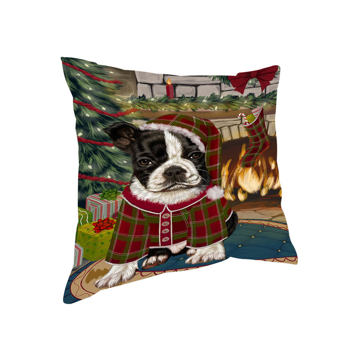 The Stocking was Hung Boston Terrier Dog Pillow PIL69872