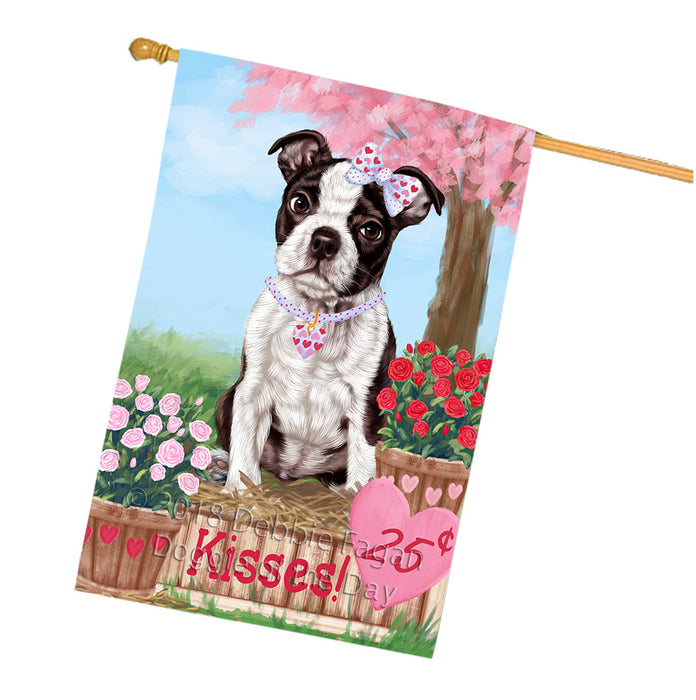 Rosie 25 Cent Kisses Boston Terrier Dog House Flag FLG56629