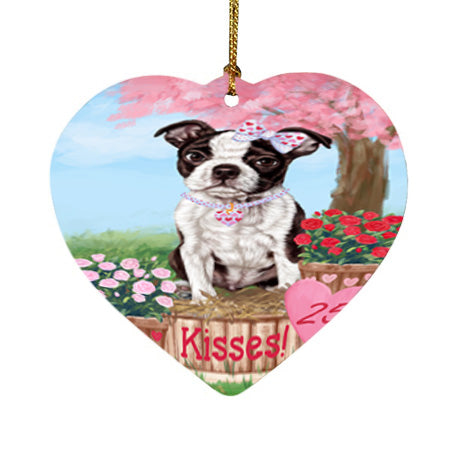 Rosie 25 Cent Kisses Boston Terrier Dog Heart Christmas Ornament HPOR56301
