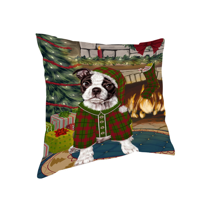 The Stocking was Hung Boston Terrier Dog Pillow PIL69876
