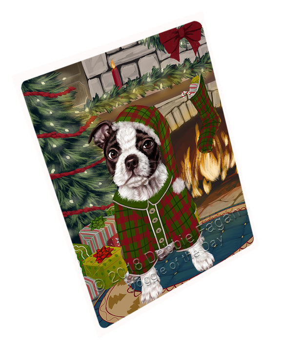 The Stocking was Hung Boston Terrier Dog Large Refrigerator / Dishwasher Magnet RMAG93690